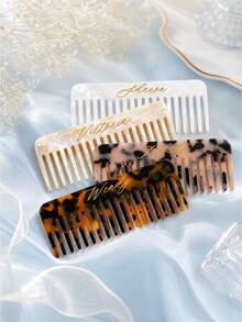 Women's Personalized Folding Comb Mirror, Customized Name Pocket Hairbrush With Mirror, Travel Portable Makeup Accessory, Bridesmaid Gift - Multi-color - Gold Foil Square Acetate Comb - View 6
