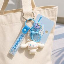 MINISO Sanrio Cinnamoroll 藍色亮片掛繩鑰匙圈，可愛角色迷你公仔包飾吊飾，附 Cinnamoroll 吊牌與藍色夾扣鉤，後背包錢包配件，返校禮物 - 樣式 1 - 查看 3
