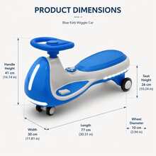 12V Electric Ride On Wiggle Car For Kids 3-8, 2-In-1 Electric & Manual Riding Toy With Bluetooth Music, LED Wheels & Early Education, Rechargeable Outdoor Ride On Toys For Boys Girls, Ideal Toddler Electric Ride On Toys & Kids Motorized Car.Blue - Blue - View 7