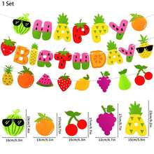 1 Set Fruit Theme Birthday Party Decorations, Happy Birthday Banner, Fruit Pattern Summer Fruit Theme Party Baptism Supplies - View 7