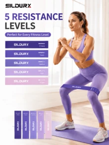 Slidurx Pita Resistensi Kaki, 5 buah Pita Latihan Elastis untuk Latihan Kekuatan dan Peregangan, Peralatan Kebugaran Rumahan Cocok untuk Pilates, Yoga dan Relaksasi Tubuh, Set Latihan Kaki, Pinggul dan Lengan Unisex - MultiWarna - View 2