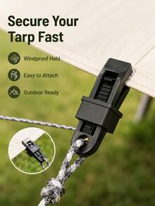 10Pcs Multi-Functional Heavy Duty Plastic Clips, Windproof Reusable Awning Tent Fastener Clamps, Multipurpose Fixing Clips For Tarp Sunshade Curtain Partition Outdoor Camping Use - Multiple Styles - View 1