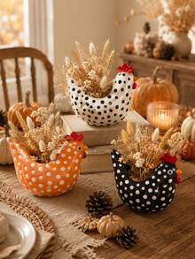 Cute Resin Hen Planter, Polka Dot Animal Planter, Suitable For Succulents, Herbs And Small Plants, Country Kitchen Style, Suitable For Desktop, Shelf, Porch, Patio, Garden And Thanksgiving Decor - Multiple Styles - View 4