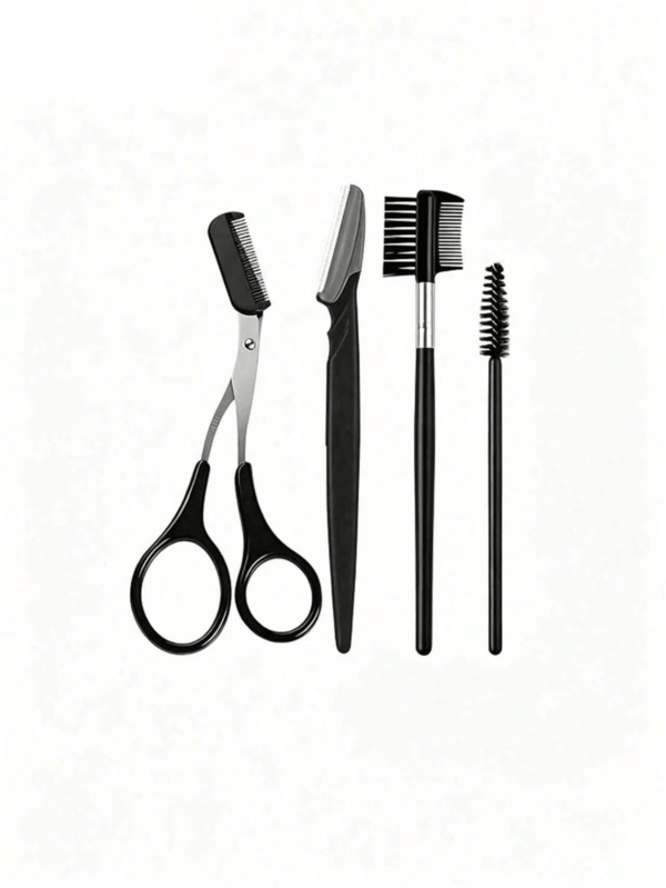 Juego de 4 piezas de herramientas decorativas para ojos, herramienta de belleza multifuncional 4 en 1 para ojos, rasuradoras de cejas, tijeras de cejas con peine, peine de cejas de doble punta, peine de pestañas, juego de herramientas de belleza para maquilladores