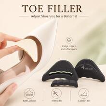 QKC 1 Pair Soft Toe Filler Pads, Trimmable Front Inserts, Suitable For Pointed Toe High Heels And Loafers - Black - View 3