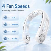 Zechuan Bladeless Neck Fan, Portable 5200mAh Rechargeable Wearable Fan With 360° Cooling Airflow, 4 Speeds, Lightweight Low-Noise Hands-Free Personal Fan For Work, Travel, Commuting & Outdoor Use,Back-To-School Essential, Classroom Supply, School Supply - 白色 - 查看 6