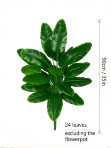 1pc Large Artificial Banana Tree, Faux Tropical Plant With Plastic Leaves, Tropical Begonia Leaves, Realistic Touch Palm Branch, Artificial Greenery For Home, Office, Garden Decoration, Pot Not Included - Green - View 12
