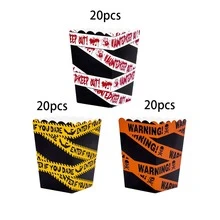 10pcs/30pcs/60pcs Halloween Party Caution Tape Popcorn Boxes: Disposable Popcorn Containers Printed With Bat, Bloody Handprint, Bloody Hand And Zombie Patterns, Suitable For Halloween Party, Haunted House And Day Of The Dead Celebrations - Multicolor - View 8