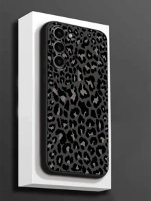 1pc Personalized Contrast Color Leopard Print Anti-Drop Anti-Slip Black Phone Case Protective Cover Compatible With IPhone Honor Galaxy A04e/A05s/A13/A14/A15/A34/A35/A50/A52/A53/A54/S21/S22/S23/S24/S25/S25Ultra/ 6A/7A/8A/ 12T/13T/14T - Black - View 1