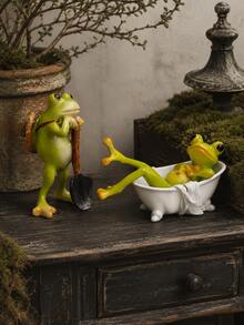 1pc Cute & Fun Resin Frog Figurine, Garden Frog Statue, Miniature Decor, Suitable For Garden, Balcony, Bonsai, Micro Landscape, Home Desktop Decoration Gift - Forest-style Frog Ornament - View 9