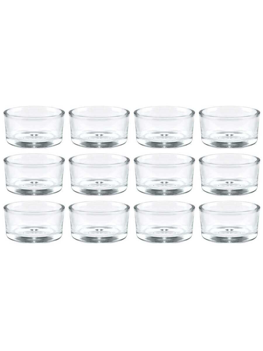 12/6pcs Clear Glass Tea Light Candle Holders/Cups/Trays, Floating Candles, Tea Light Accessories, Table Centerpiece, Suitable For Wedding Dinner, Tabletop Decor, Party And Home Decoration - Multicolor - View 1