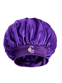 1Pc Kids Satin Hair Bonnet With A-Z Letter Wide Elastic Band Sleep Cap For 1-3 Years Old Girls, Soft Silk Night Hair Wrap - Purple - View 10