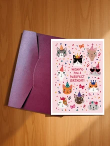 1PC Cute Cat Pattern Birthday Greeting Card, Blessing Card For Cat Lovers, Suitable For Family, Partner, Friends, Colleagues - A - View 18