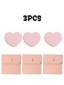 Conjunto de Presente de Bolsa de Joias, Inclui (Bolsa + Espelho), Espelho de Coração Rosa, Bolsa de Armazenamento de PU Rosa, Bolsa de Armazenamento, Bolsa de Joias, Presente Perfeito para Noiva, Design em Formato de Coração, Espelho de Maquiagem de Coração Rosa, Espelho de Maquiagem de Plástico, Presente de Festa de Casamento, Acompanha Bolsa de Armazenamento de PU, Presente de Dama de Honra, Suprimentos de Casamento para Convidados, Adequado para Uso Diário, Passeios, Viagens, Temporada de Formatura, Presente de Volta às Aulas. - Multicolorido - Visão 14