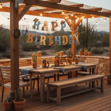 1set Western Cowboy Theme Outdoor Party Decorations, Happy Birthday Banner, Vintage Horse Cowboy Rodeo Party Supplies, Boys Cowboy Hat And Horse Garland, Birthday Party Decorations, Wall Hangings, Room Decor, Birthday Party - Camel - View 6