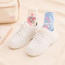 6雙 MINISO Sanrio 柔和色系角色中筒襪，柔軟棉混紡針織襪，日系可愛簡約日常風，復古糖果色小腿襪，舒適居家穿搭點綴，休閒運動鞋搭配配件 - 36-43 - 查看 4