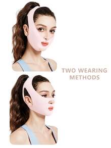 1pc Women's Facial Bandage Day & Night Face Mask, Suitable For Daily, Home Or Gym Wear - Baby Pink - View 5