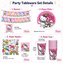 4件組 MINISO Sanrio Friends 主題派對用品套裝，甜美 Hello Kitty 設計餐具組，包含橫幅、盤子、杯子、餐巾紙，適用生日派對、畢業派對及里程碑慶祝活動 - 多件派對套裝 - 查看 6