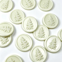 20pcs/Pack 3D Pine Tree Pattern Wax Seal Stickers, Self-Adhesive Gift Wedding Invitation Envelope Seal Stickers, Light Green - 3D Pine Tree - Light Green - View 2