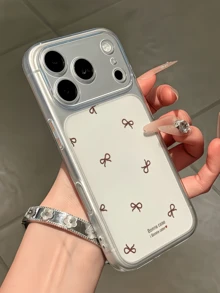 1件透明棕色亮片蝴蝶結極簡個性化TPU防震全包手機殼，適用於Apple 17 16 15 14 13 12 11 Pro Max Air - 彩色 - 查看 3