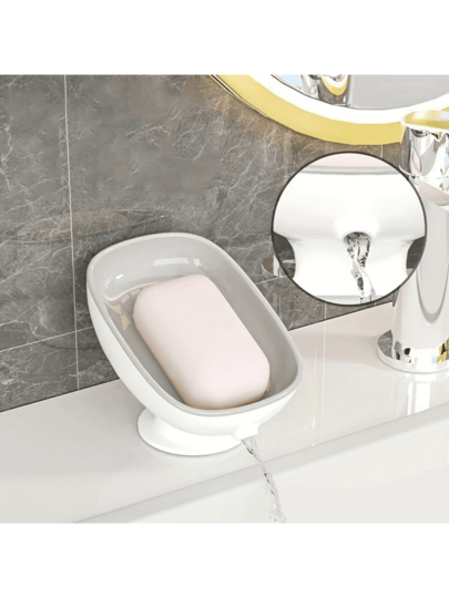 1pc Double Layer Suction Cup Soap Holder: Neat Soap Storage And Quick Drainage Design, Household Soap Box, Bathroom Use, No Water Accumulation Soap Rack, Back To School Essential