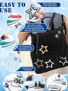 Hollow Star Sequin Applique, Sequin Embroidered Star Patch, Handmade DIY Modification Decorative Accessories, Suitable For Decorating Clothes, Shoes, Bags - Multicolor - View 3