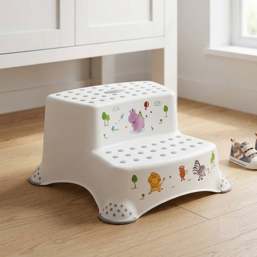 Interior Tabouret échelle à 2 marches Igor, Hippo Blanc, 40 x 37 x 21 cm. - Blanc - Voir 1