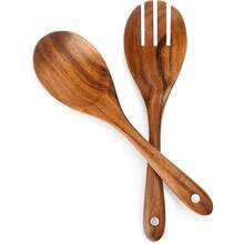 2/1pc Rosewood Salad Serving Utensil Set,School Supplies - Brown - View 8