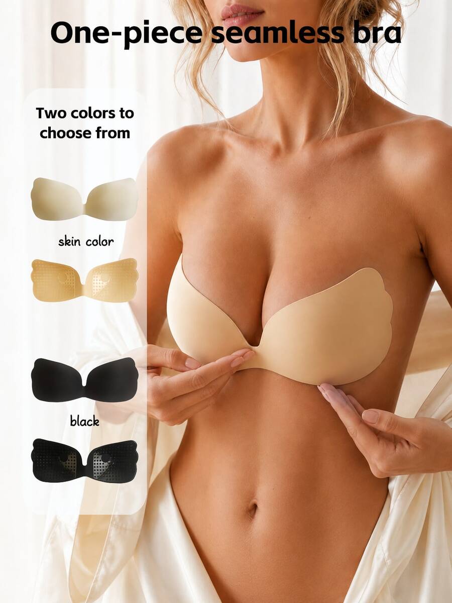 One Piece Wing Adhesive Invisible Strapless Bra, Wedding Bra, Anti-Slip Support Bra Accessory - Multicolor - View 1