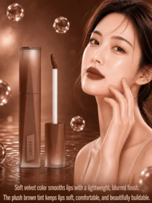 3CE Sanxi Jade Lip Glaze #04 Bitter Coffee 4g, Cool-Toned Brown Matte Texture, High Coverage For Lip Lines, Perfect For Olive Skin Tones - BITTER HOUR #04 - View 3