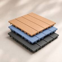 10pcs Interlocking Waterproof Composite Wood Flooring Tiles, Modern Solid Color Square Non-Slip Wear-Resistant WPC Outdoor Decking, Suitable For Balcony, Patio, Backyard, Poolside And Garden Decoration, Grey/Brown/Natural Wood Color - Multicolor - View 1
