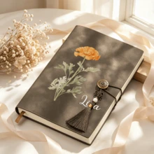 Personalized Tassel Notebook, Replaceable Inner Pages PU Leather Diary, Customized Name And Birthday Flower Design, Bridesmaid, Birthday And Mother's Day Women's Gift - Multicolor - View 4