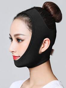 1件裝 女款黑色V型臉部束帶 面部繃帶，適用於居家/睡眠/運動/瑜珈等多種場合 - 黑色 - 查看 3
