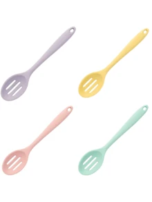 4pcs Heat Resistant Non-Stick Kitchen Utensil Set, 8-Inch (8.07-Inch) Silicone Spoon, Mixing Spoon, Soup Spoon, Rice Spoon, Adult Spoon, Dining Spoon, Suitable For Mixing, Baking, Serving And Cooking - Multicolor - View 24