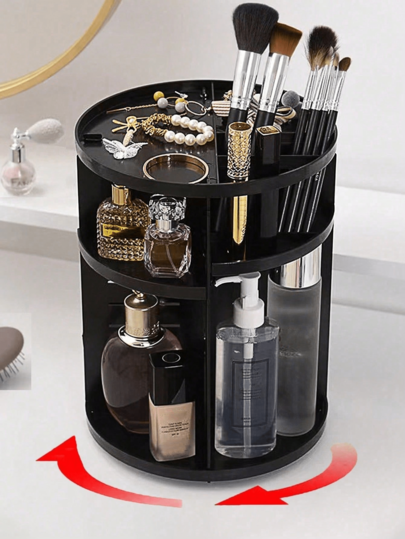 Rak Penyimpanan Meja Berputar 360 Derajat, Kotak Organizer Kosmetik Akrilik Cocok untuk Lipstik, Perawatan Kulit, Rak Display Makeup, Cocok untuk Liburan, Pantai, Kamar Mandi, Kamar Tidur dan Lebih Banyak Adegan, Kapasitas Besar