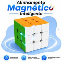 Cubo mágico Magnético Profissional 3x3x3 colorido Speed Cube stickerless com imã ajuste de tensão e suporte Anti Travamento Moyu 56mm - Magnético - Visão 2