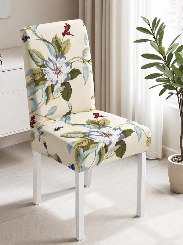1/4/6pcs Plant Pattern Chair Covers, Modern Minimalist Digital Print Elastic Dining Chair Covers, All-Season Universal For Living Room, Home, Restaurant, Banquet, Party, Festival Decoration