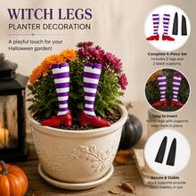 1pc Halloween Witch Leg Planter Decoration With 3D Printed Gothic Fence, Perfect Holiday And Outdoor Garden Decor, Halloween Decoration, Autumn Decor, Halloween Ornament, Christmas Ornament, Autumn Home Decor - Multicolor - View 10