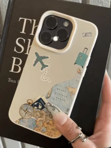 1件 白色飛機與航海貼紙極簡個性化 TPU 防震全包覆手機殼，適用於 Apple 17 16 15 14 13 12 11 Pro Max Air 及系列 - 彩色 - 查看 4