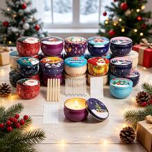 Christmas DIY Candle Making Complete Kit 44pcs, Includes 4 Christmas Pattern Candle Jars With Lids And 40pcs Full Set Of Accessories, Suitable For Making Scented Candles, Creating A Warm Holiday Atmosphere - 44pcs/4 Sets/No. 2 - View 11