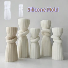 1件/2件裝 優雅歐式條紋圓柱矽膠模具，適用於DIY蠟燭、樹脂與石膏手工藝－家居裝飾手工工具 - 白色 - 查看 1
