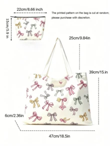 2 piezas/1 set Bolso de mano estampado, diseño colorido. Bolso de hombro de moda, bolso de mano, bolsa de compras, adecuado para compras, oficina, vacaciones, uso diario - Multicolor - Ver 7