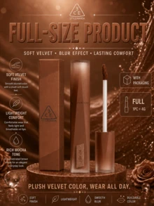 3CE Sanxi Jade Lip Glaze #04 Bitter Coffee 4g, Cool-Toned Brown Matte Texture, High Coverage For Lip Lines, Perfect For Olive Skin Tones - BITTER HOUR #04 - View 6