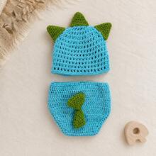 Newborn Photography Costume Props, Dinosaur 2-Piece Set Including Hat And Diaper Cover, Knitted Baby Clothes, Studio And Home Photo Props Accessories, Party Gift - Multicolor - View 8