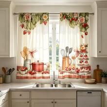 2pcs/Set Faux Embroidery Fruit Print Modern Curtains, 100% Polyester Fabric Durable, Suitable For Living Room, Bedroom, Kitchen, Bathroom Decoration (Curtain Rod Not Included) - Multicolor - View 4