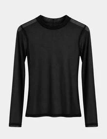 Women's Elegant And Modern Long-Sleeved Tulle Blouse And Top Set With Mock Collar - 襯衫和上衣套裝 - 查看 2