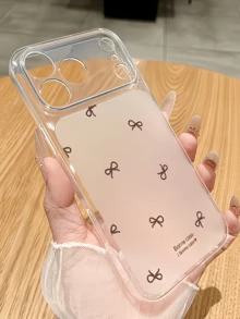 1件透明棕色亮片蝴蝶結極簡個性化TPU防震全包手機殼，適用於Apple 17 16 15 14 13 12 11 Pro Max Air - 彩色 - 查看 2