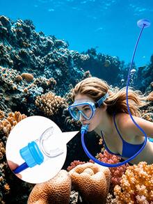 1pc Lightweight Soft Underwater Snorkel, Equipped With Floating Air Intake Disk And Silicone Mouthpiece; Durable And Flexible Snorkel, Suitable For Men And Women For Vacation Use; Reusable And Portable Diving Snorkel, Suitable For Beach, Pool Snorkeling And Underwater Water Activities. - Multicolor - View 11