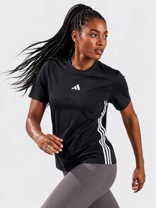 Adidas 舒適透氣經典百搭圓領運動女子短袖T卹 - 黑色 - 查看 1
