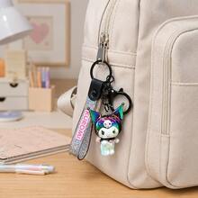 MINISO Sanrio Kuromi 黑色亮片掛繩鑰匙圈，可愛角色迷你公仔包飾吊飾，附 Kuromi 標籤與黑色夾扣鉤，背包錢包配件，開學季禮物 - 樣式 4 - 查看 4